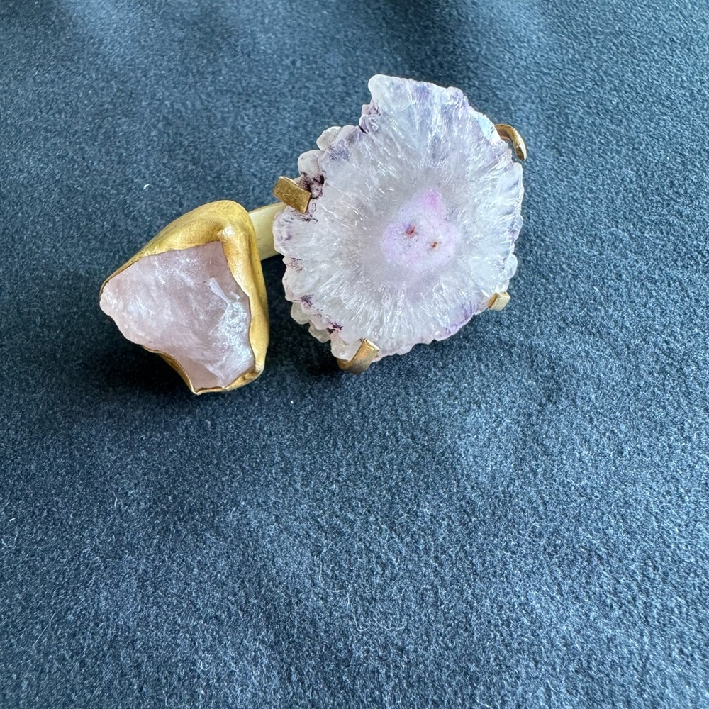 Light Purple Lavender Druzy Geode Quartz Adjustable Ring
